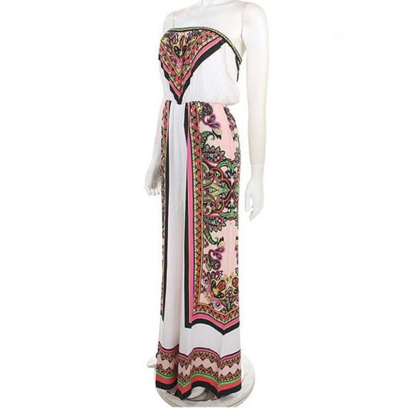 Bohemian Gypsy Strapless Wide Leg Palazzo Jumpsuit Dress Pantsuit Outfit - Picture 4 of 6